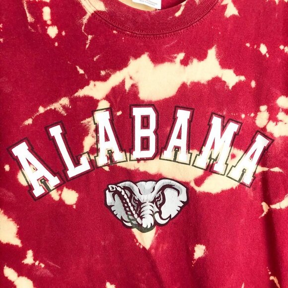 Alabama Crimson Tide Tie Dye Logo Crewneck T Shirt Medium Red - Picture 3 of 5